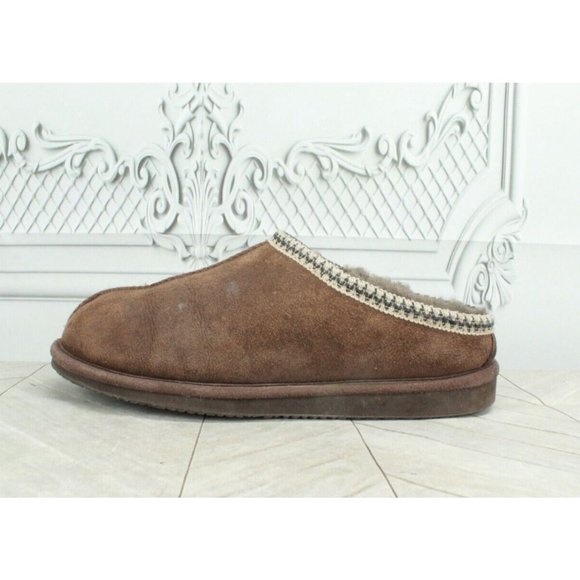 L.L. Bean Shoes - LL bean Brown Leather Wicked Good Shearling Lined Clog Slippers Size 9 M